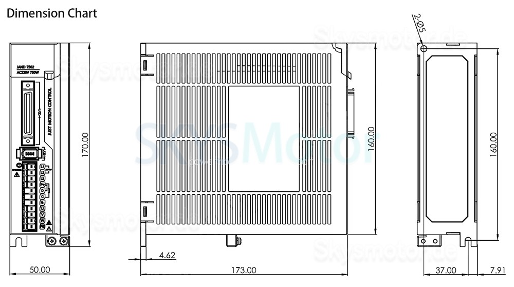 180V-240V 750W AC Servoantrieb Steuerung JAND7502-20B-20B 1 Phasen integrierter Bremswiderstand